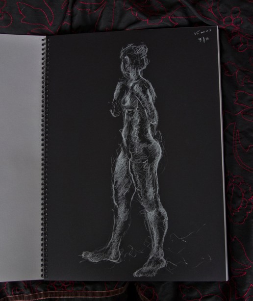 White chalk on black paper