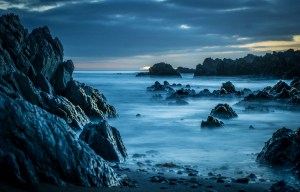 long exposure waves rocks
