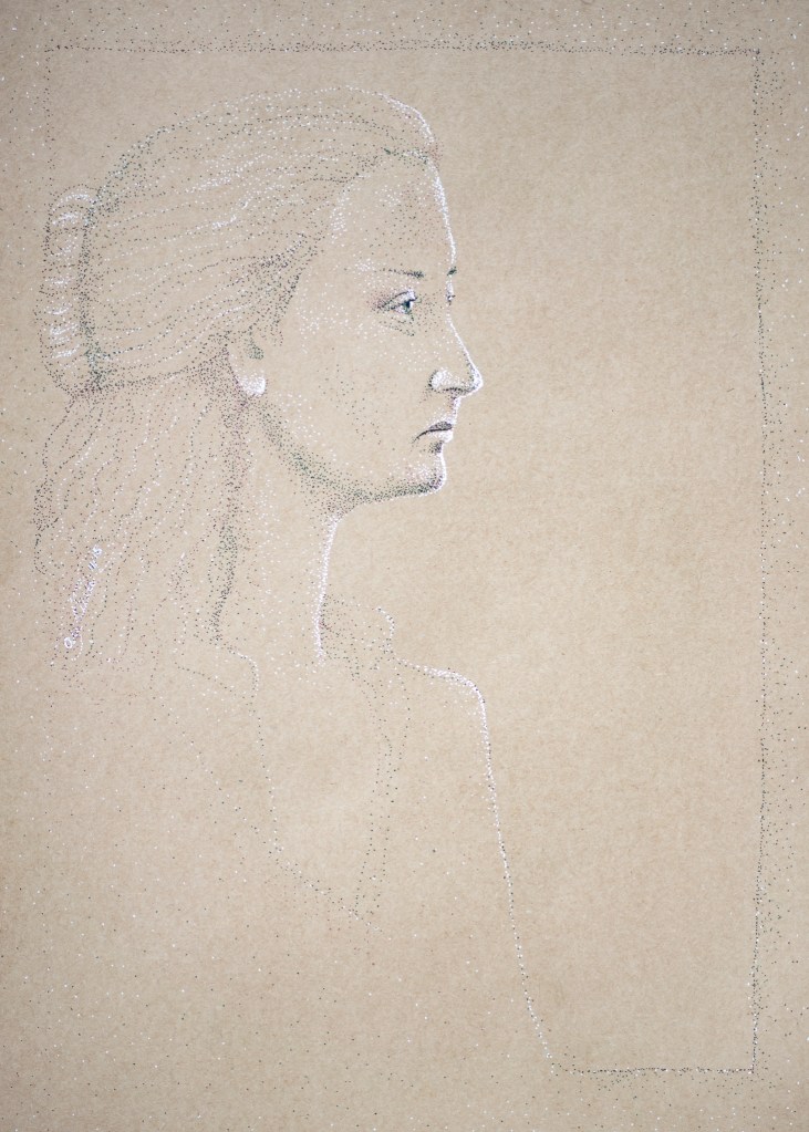 ink stippled portrait