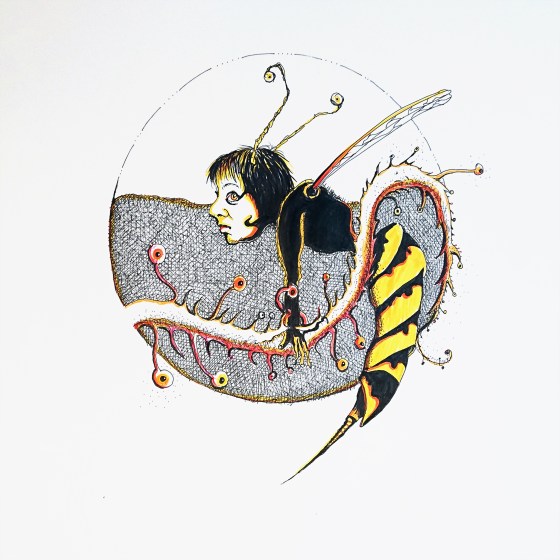 human wasp hybrid trapped by a plant